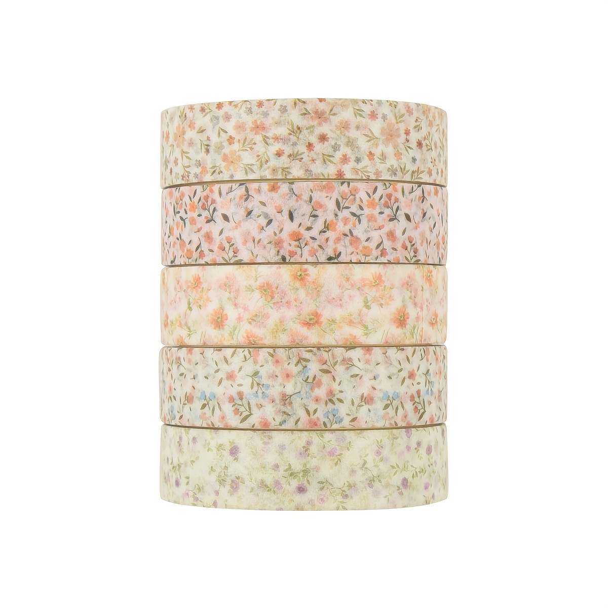 TEMU 5 Rolls Hand Account And Paper Tape Plant Series Trace-free, Removable Suitable For Notebooks, Scrapbooks And Decoration Sticker Tapes