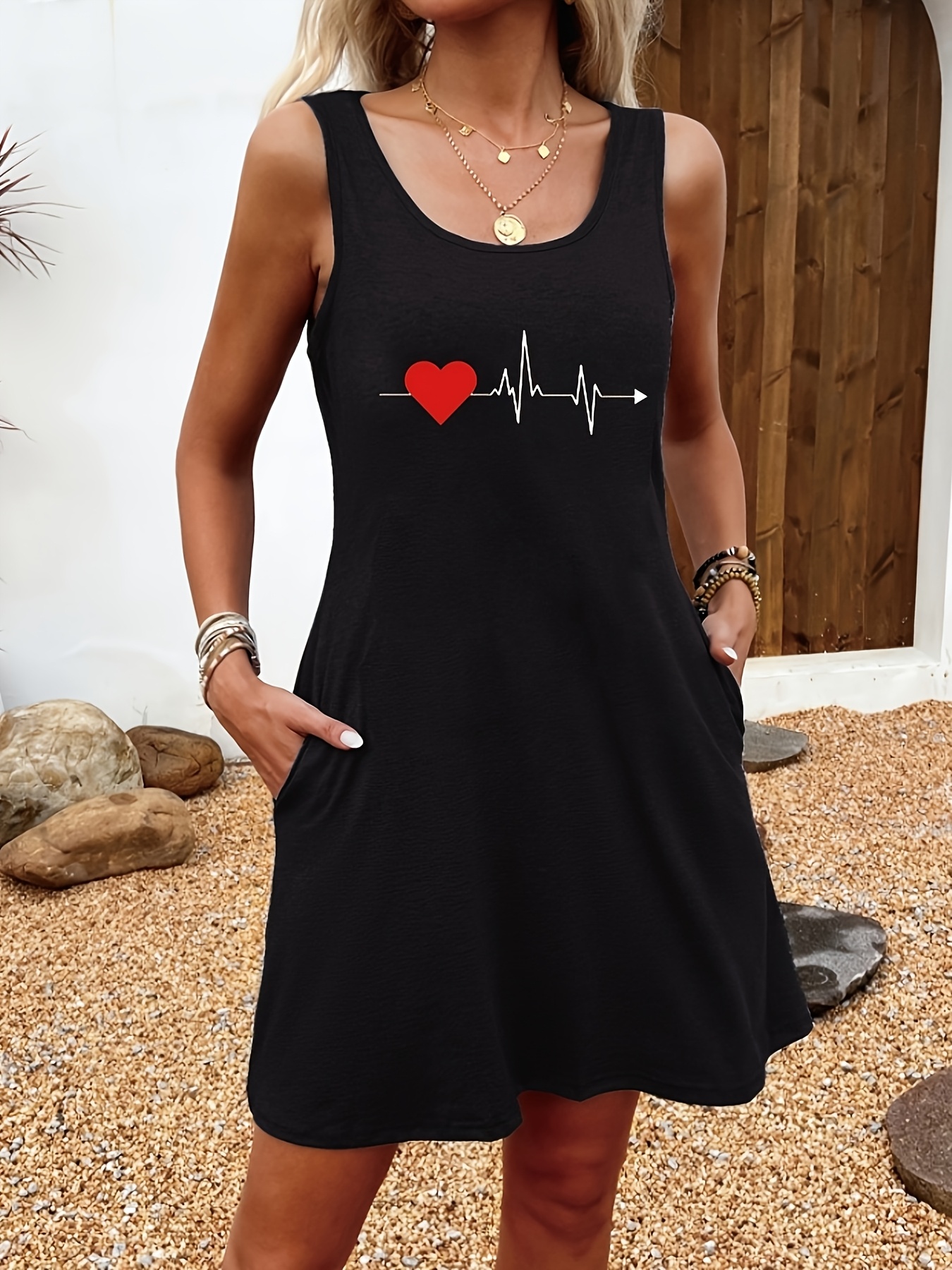 tanktop jurk met korte mouwen en ronde hals voor Temu Netherlands