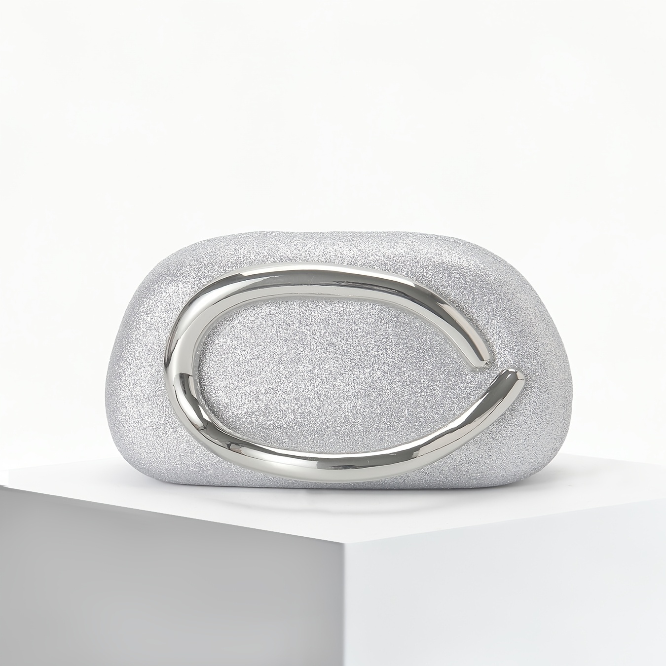 Glittery Clutch - PIDE Women's Glitter Evening Clutch Purse, Elegant Round Box Design with Vintage Metal Handle, Detachable Shoulder Strap, Magnetic Closure, Polyester Lining, Perfect for Weddings, Parties, and Formal Events, Wedding Accessory | Ma