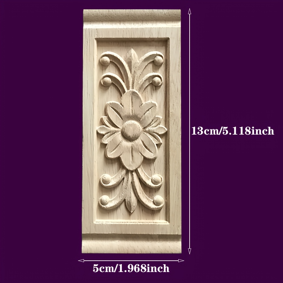 TEMU A Wooden Decorative Piece Made Of Solid Wood With Intricate Carvings And Inlays, Unpainted, Suitable For Cabinets, Doors, Windows, Furniture,