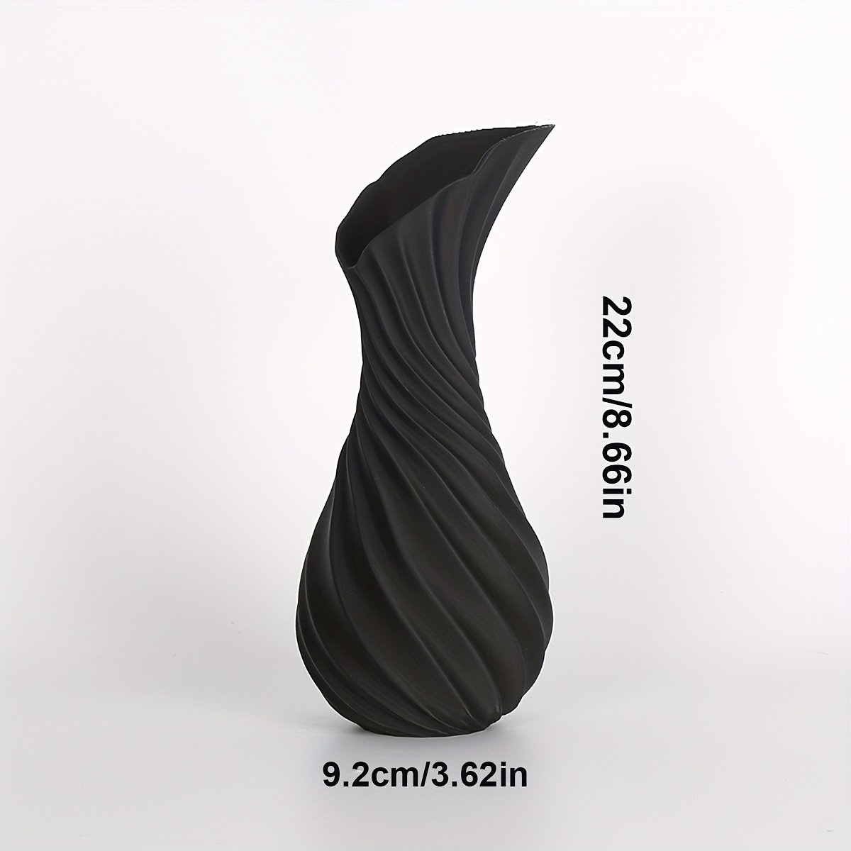 Image of 1pc Black Vase. Spiral Shaped, Durable Plastic. Used For Inserting Fresh, Dried Or Simulated Flowers, It Enhances Of Home, Office And . Room Coffee Table, Bedroom Windowsill, And Study Desk