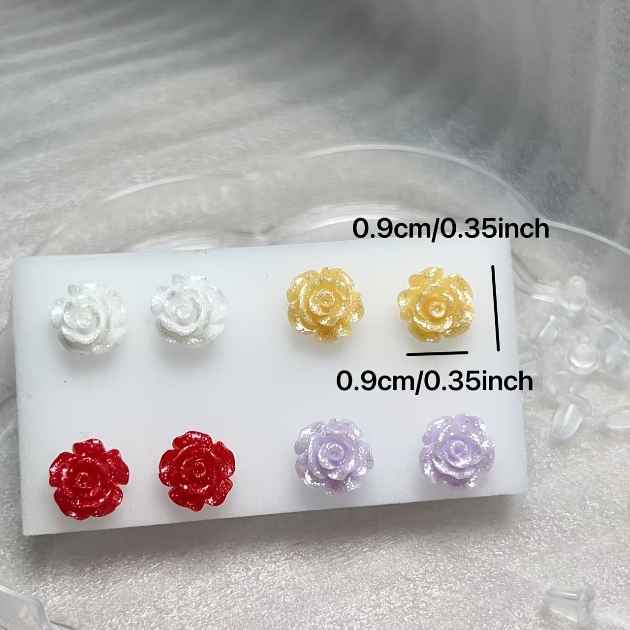 Fairy Fine Glitter Rose Earrings & Daily Earrings Set