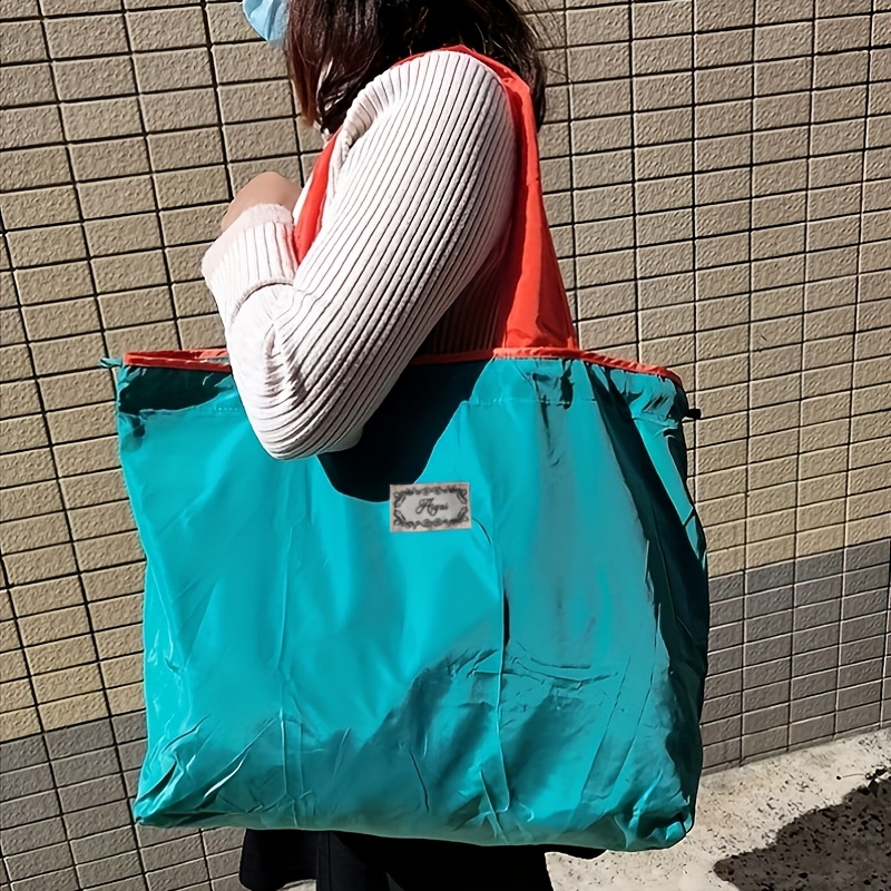 

1pc Drawstring Shopping Bag, Shoulder , Portable For Grocery, Polyester Rectangle