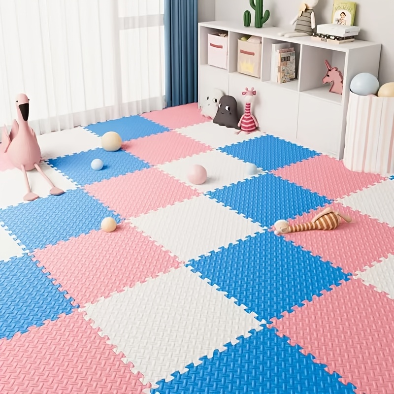 

Pattern 40 Piece Spliced Floor Mats, 30cm Long, 30cm Wide, 1.0cm , + Pink + Navy Blue, Gray + Navy Blue, + Gray. Crawling Mat, Yoga Mat