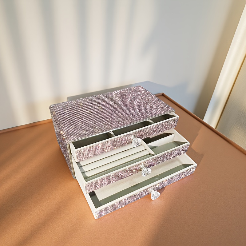 a jewelry box with three drawers filled with rhinestones     colors   beauty enthusiasts jewelry boxes Product details 6