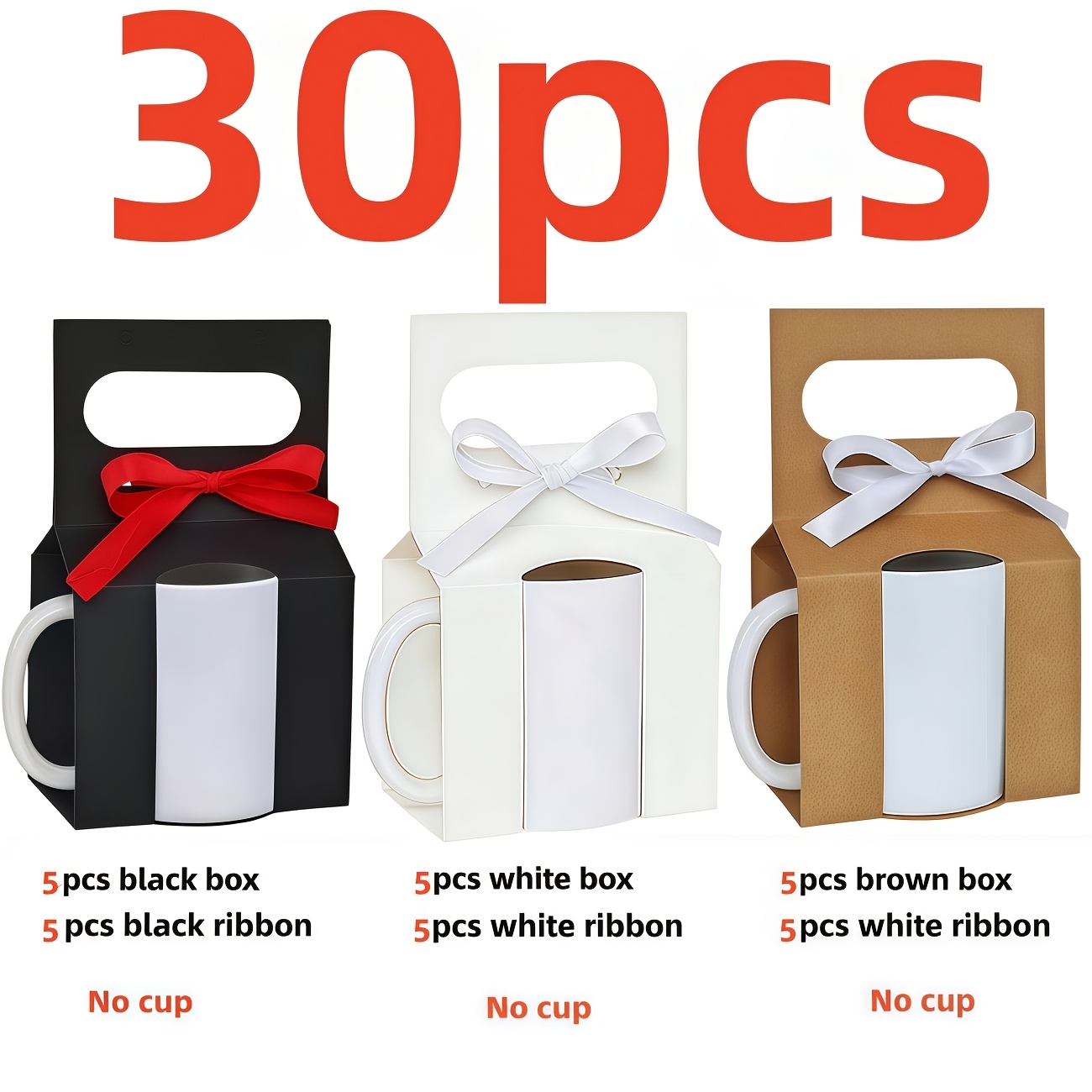 TEMU 30pcs Cup Decoration Packaging Gift Box Packaging Set (15 Cup Packaging Boxes   15 Decorative Ribbons) For Cup Packaging Box Display Exquisite