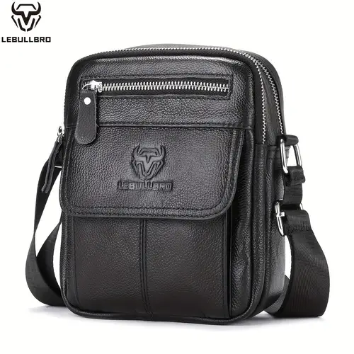 lebullbro mens top layer cowhide shoulder bags 100 genuine leather handbag high quality small sling bags crossbody
