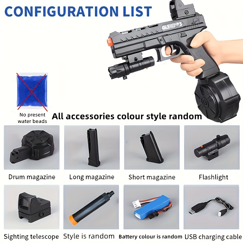 electric ball blaster pistol rechargeable usb handheld toy gun with orange tips   splatter ball toy for outdoor shooting games party favors christmas new year gifts black details 2