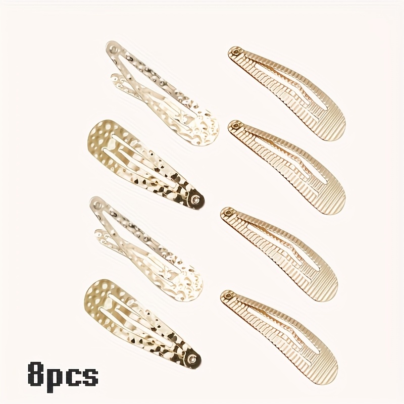 4pcs/8pcs Alloy Clips, Textured Design, Golden Embossed And Debossed Patterns, Versatile And Simple Side Clips, Suitable For Everyday Hairstyles, Secures Flyaways