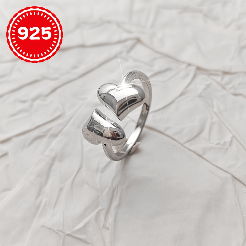 925 Silver Interlocking Hearts Ring Ideal for Couples