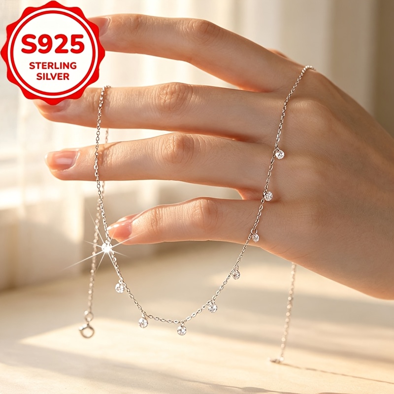 S925 Silver Multi-Stone Irregularly Hanging Zirconia Necklace