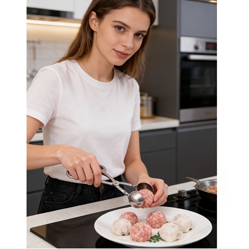Un Molde para Albóndigas de Acero Inoxidable, Tijeras para Albóndigas, Molde para Bolas de Carne, Herramienta de Catering, Gadget de Cocina, Accesorio de Cocina