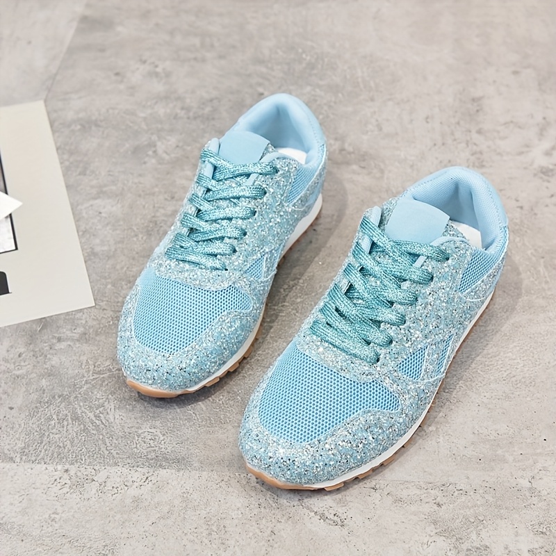Athletic Shoes Teal Sparkly Shoes Women's Summer Fashion