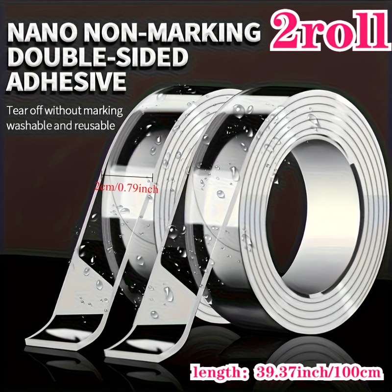 2 Rolls Super Strong Double-sided Tapes, 39.37 Inches Per Roll - And Durable, Suitable For Heavy Home Renovation Projects, Monsters, Stickers, Appliances