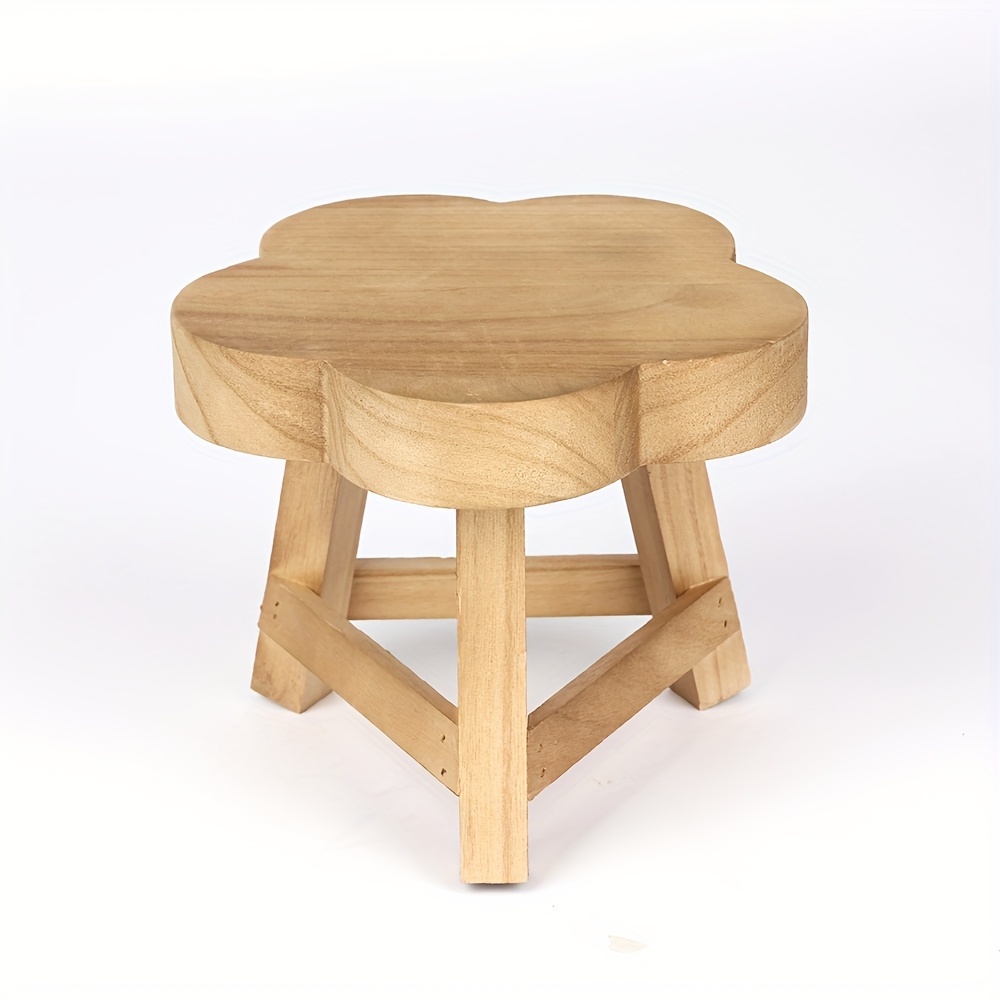 Image of Wooden Stool Display Stand, Flower Shaped Modern Succulent & Plant Stand, Multi-functional Display Rack For Home And Garden Decor, Ideal For And Displaying Flower In Living Room