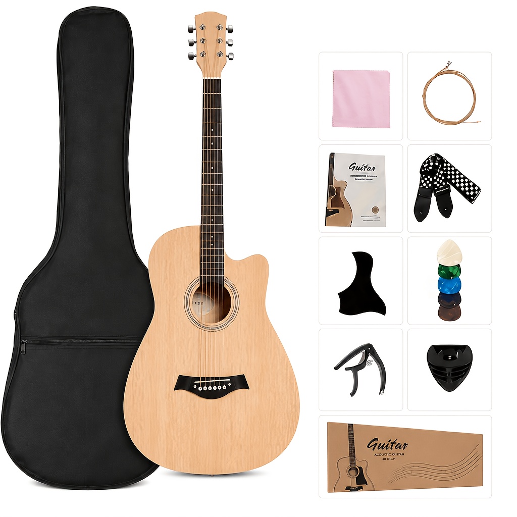 38 Inch Basswood Folk Guitar for Beginners, Low Action Easy Press... product image 9