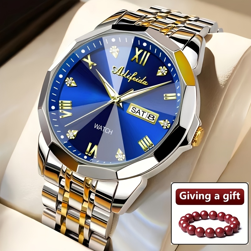 Image of 1pc Men's Fully Automatic Movement Watch, Men's Fashion Trendy Simple Versatile Business Watch, Suitable For Gifting On All Kinds Of Holidays, With A Bracelet Accessory.
