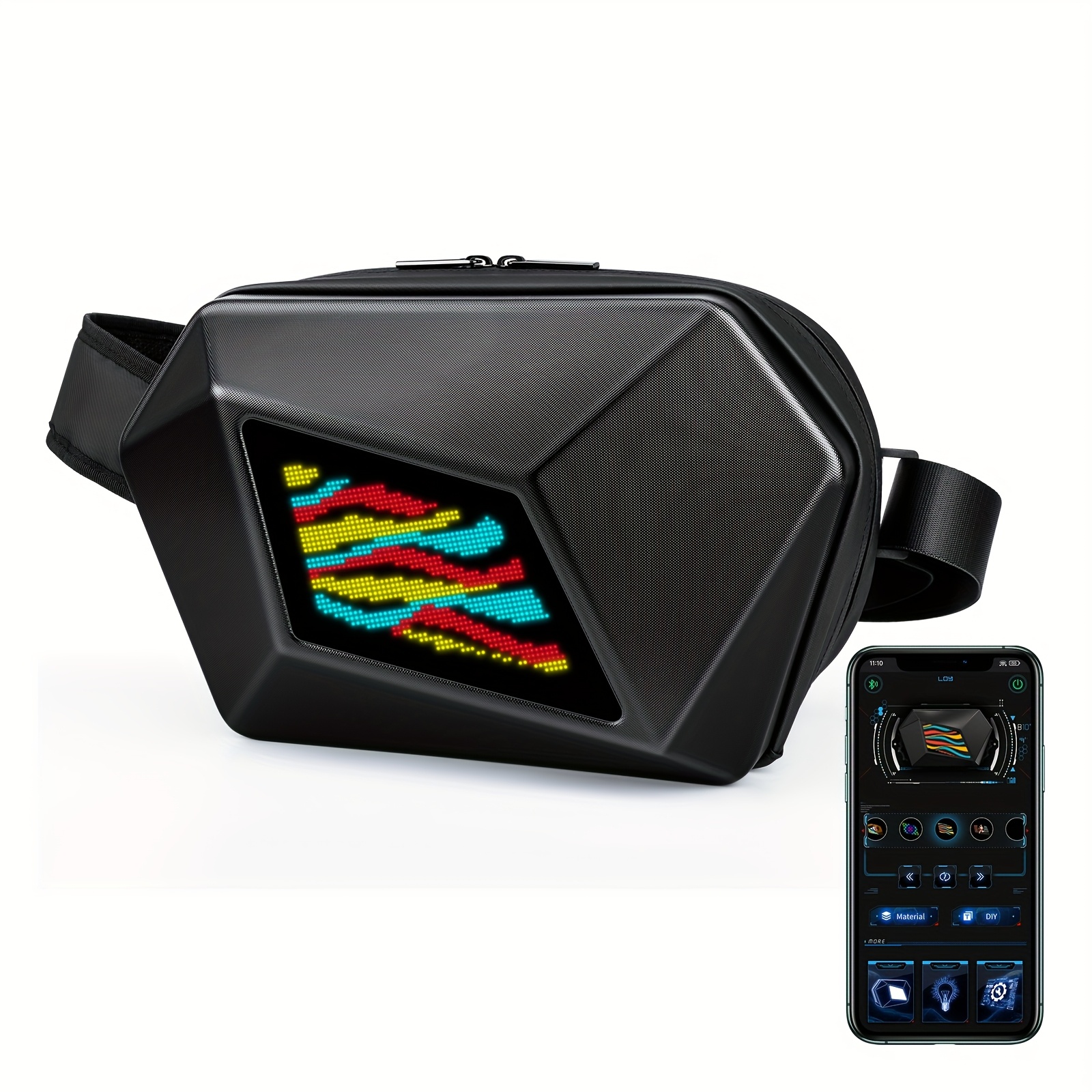 Sacoche bandoulière avec écran LED, sac à dos de moto, sac de voyage et de cyclisme, sacoche bandoulière LED, sac à dos LED, sac de poitrine et bandoulière pour homme et femme, écran couleur et programmable, publicité extérieure DIY, sacoche de voyage – Image 5