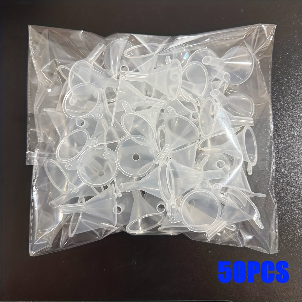 Image of 20pcs/50pcs Transparent Small Funnel, Narrow Mouth Plastic Funnel, Suitable For Laboratory And Filling Tools, Sand Art, Fragrance Filling, Laboratory Funnels, Transparent Plastic