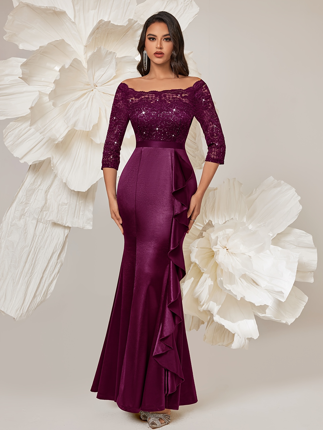 elegant vintage bridesmaid dresses Purple Lavender Crystal Chiffon Bridesmaid Dress – Hoprom main image 0