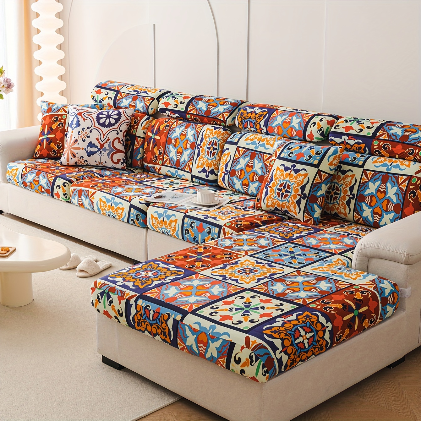 

1pc Boho Sofa Cover, Stretch Sofa Slipcover, Sofa Protective Cover, Suitable For Bedroom, Office, Living Room, Home Decor