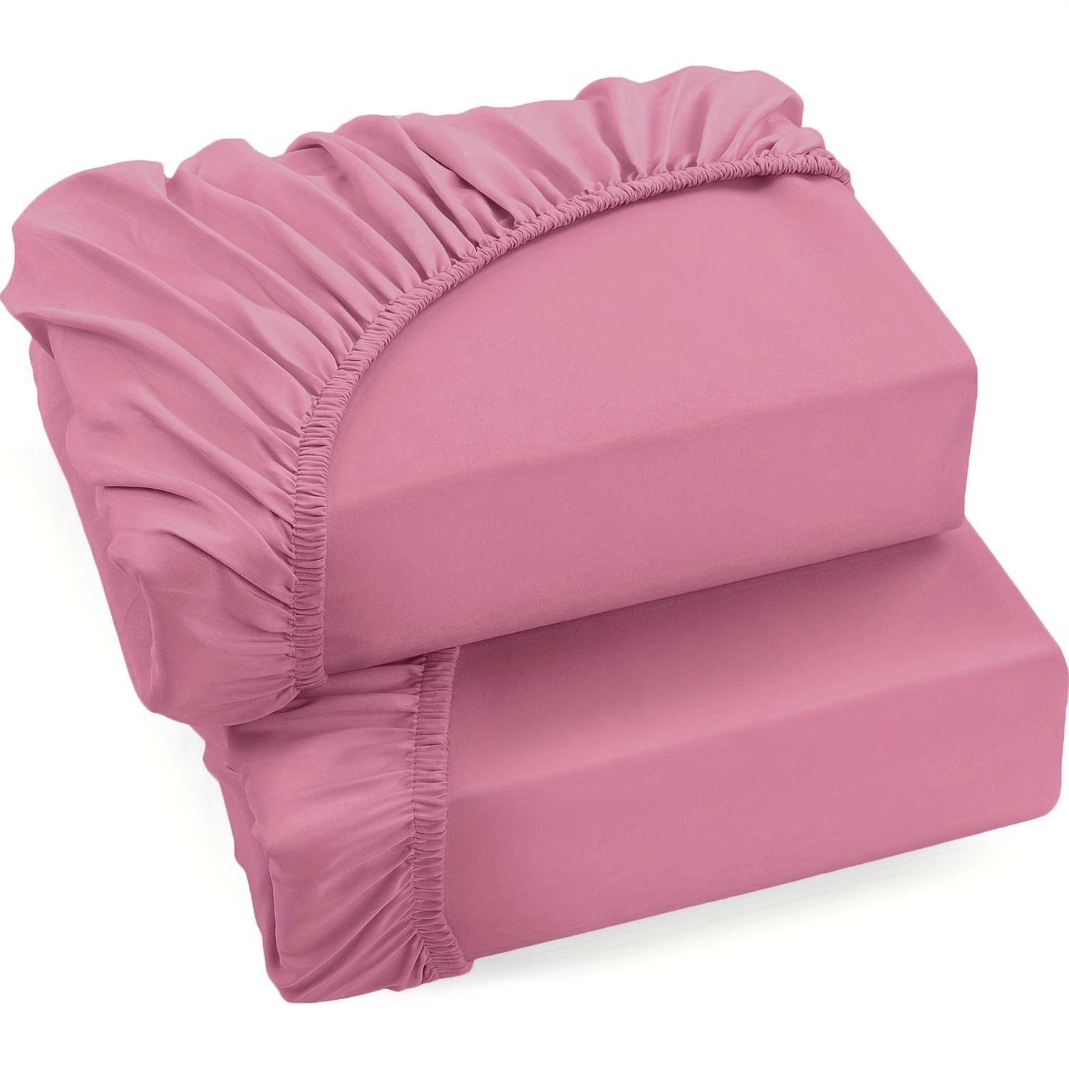 Artikelbild 2er-Pack 100% Baumwolle Jersey Spannbetttuch 130g/m², Vollbaumwoll-Spannbettlaken, 30cm Rock, Hypoallergen, Atmungsaktives Bettlaken, Geeignet für Schlafzimmer, Wohnheim und Gästezimmer, Maschinenwaschbar, Bettwäsche mit elastischen Ecken