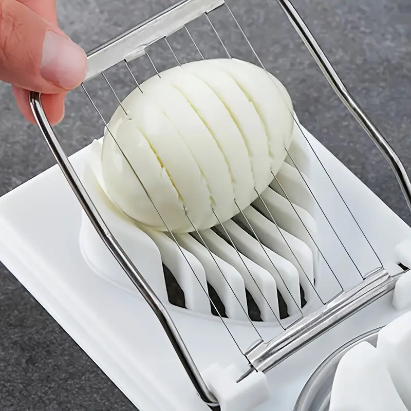 2 in 1 egg slicer cutter for hard boiled eggs manual plastic kitchen gadget with ergonomic handle portable for cooking camping home outdoor dining hard boiled egg slicer cooking accessory food prep details 2