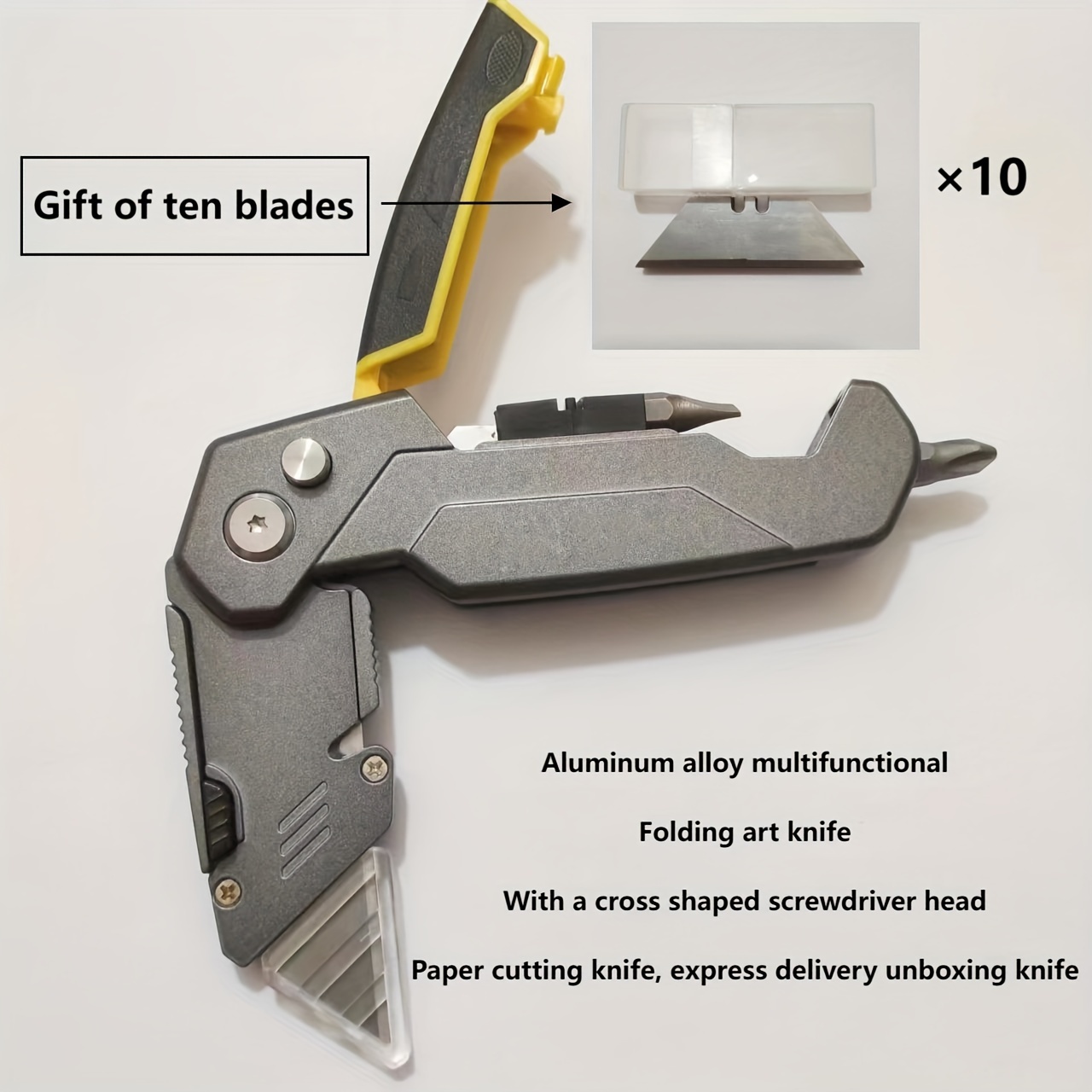 

1pc Aluminum Alloy Multifunctional Folding Knife Manual Telescopic , Screwdriver, , And