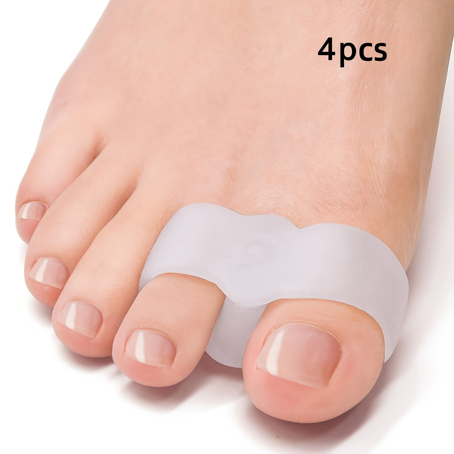 Image of 4pcs Gel Toe Separators - Foot & Essentials For Men And Women - Soft, Comfortable, And Gentle Big Toe Pads, Fragrance-free, Perfect For Casual Attire