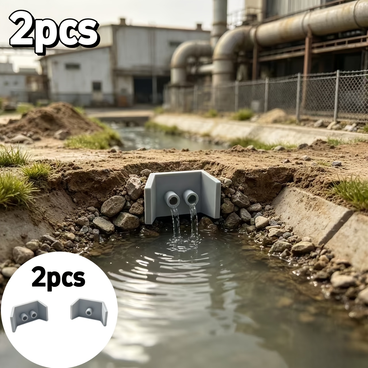 2pcs HO Scale Miniature Scene Industrial Wastewater Outlet Set
