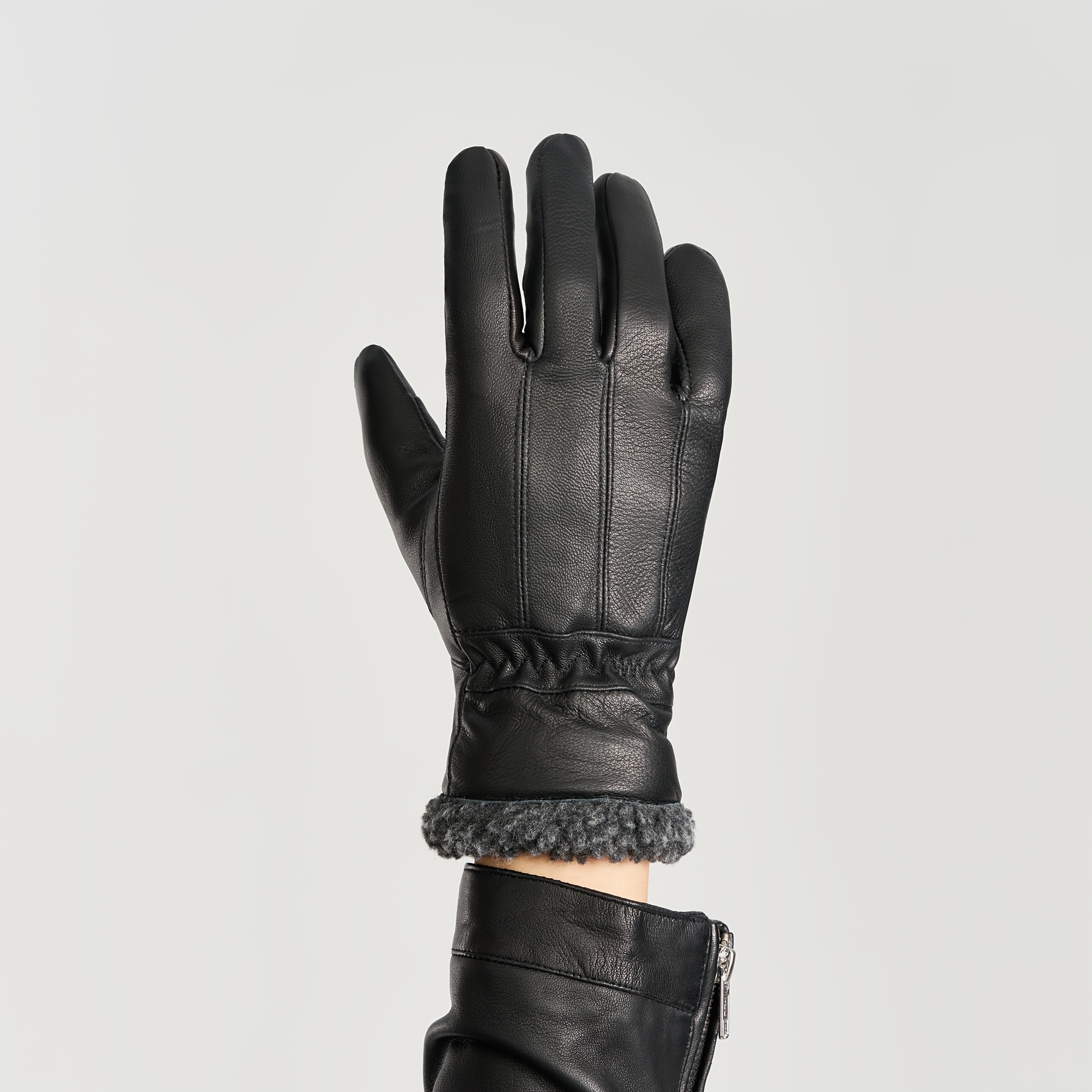 TEMU 1pc [ Leather Gloves] Men's Genuine Sheep Leather Gloves With Lining | Warm And Windproof, Suitable For Hiking, Running, Camping, And Fishing |