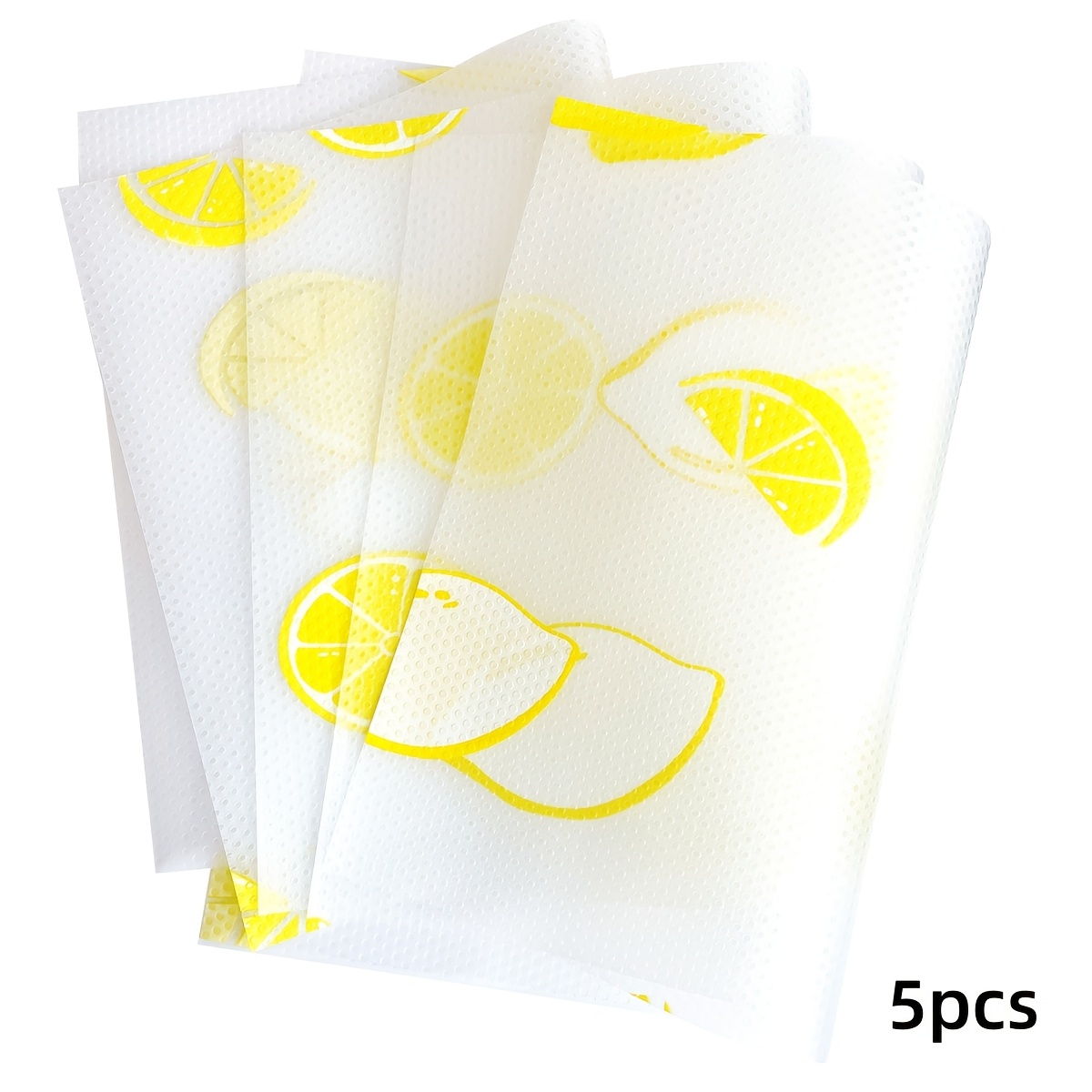 TEMU 5pcs Waterproof Refrigerator Liners, Non-slip, Washable, Reusable, Eva Material, Lemon Pattern, Suitable For Refrigerator And Kitchen Decor,