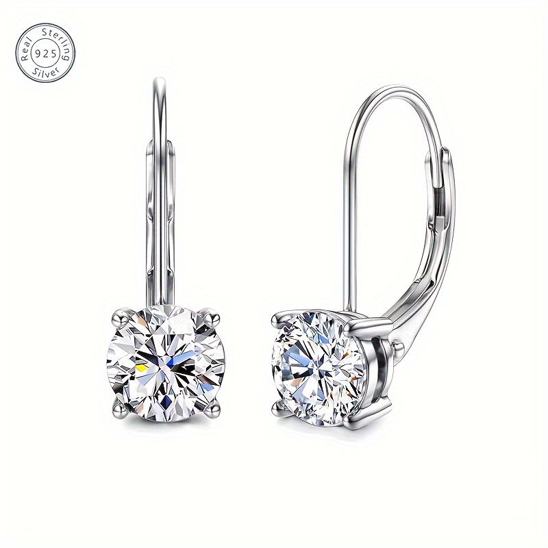 925 sterling silvery moissanite earrings 1 0 carat bright round cut laboratory planted moissanite earrings 925 silvery with 1 5g pendant moissanite leverback pendant earrings   with exquisite gift box Product details 1