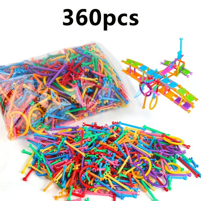 Image of 360pcs Block Stick Set, Colorful Interlocking Toy - Plastic Geometric Set, Random Colors And Random Shapes, Ideal As A Birthday Gift, Holiday Gift, Toy Set, Stacking Block Toy Set