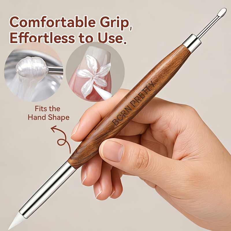Born Pretty Double-ended Carving Pen Nail Brush Wood Handle Gel Building Carving Manicure Brush Nail Art Tools