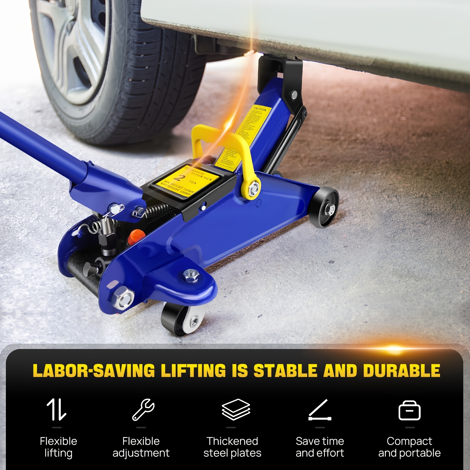 Heavy-Duty Hydraulic Car Trolley Jack with 2 Tons Capacity