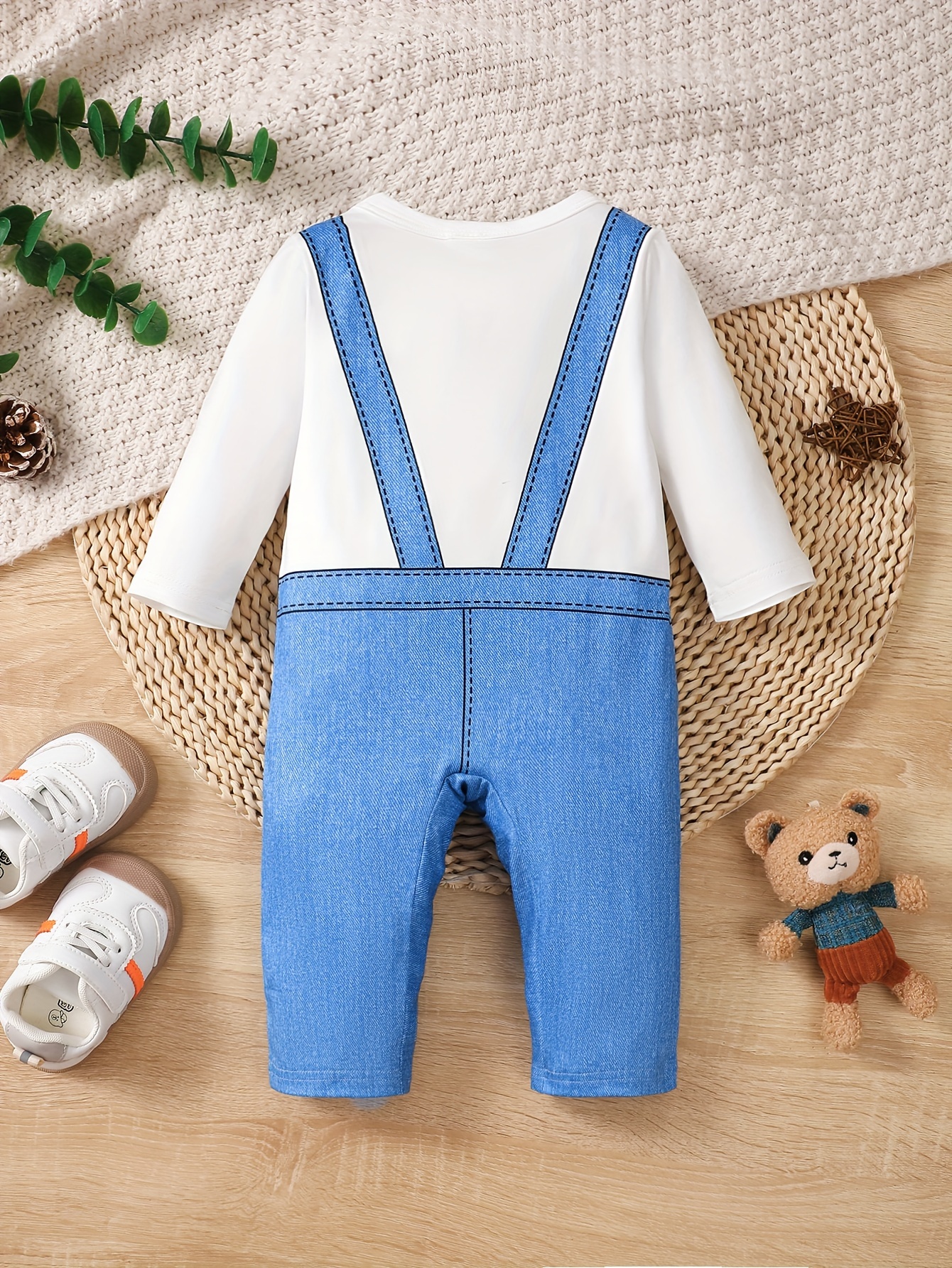 s Cartoon Denim Jumpsuit Pattern Casual Long Sleeve Romper Toddler Infant Boy s Outdoor Clothing