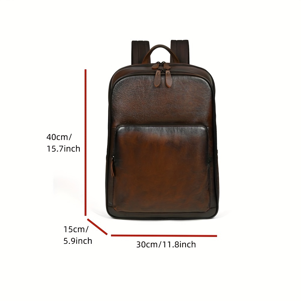 mochila de cuero auténtico para hombre - bolsa de portátil   compartimento para portátil de 15,6, bolsillo con cremallera frontal - mochila profesional y     para el  ,  , los viajes - construcción   de cuero de     - regalo ideal para hombres, artículos esenciales para  , diseño  , construcción  , profesionales de negocios 2