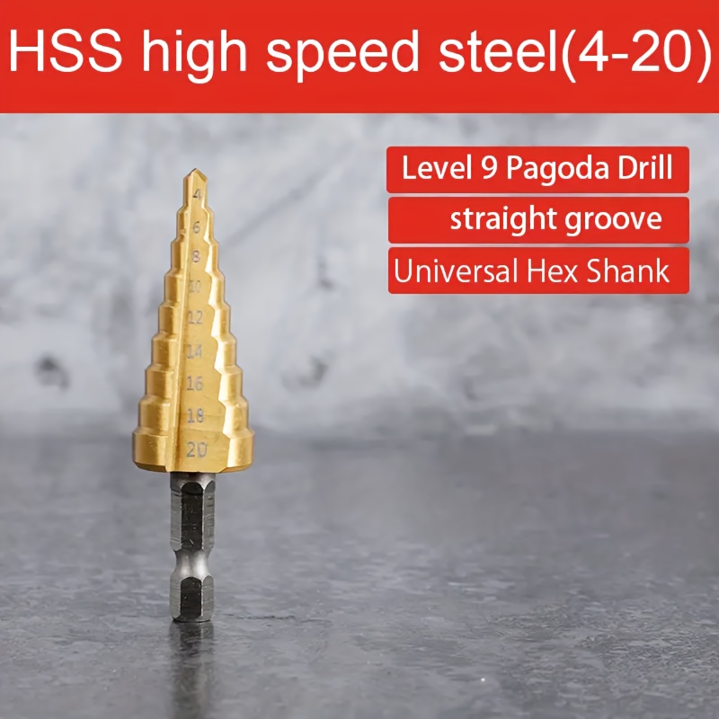 Steel Step Drill Bit, 4-20mm - Metal Hole For Wood & Metal, Hex