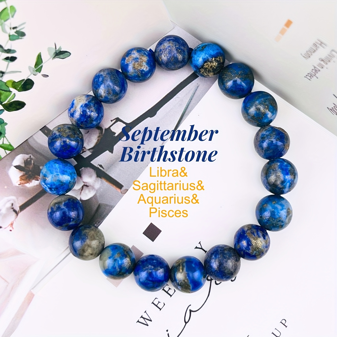 TEMU [] Authentic Natural Lapis Crystal Ball Bracelet - Perfect Gift For Halloween, Christmas, New Year, Valentine's - Travel-friendly Gemstone Jewelry
