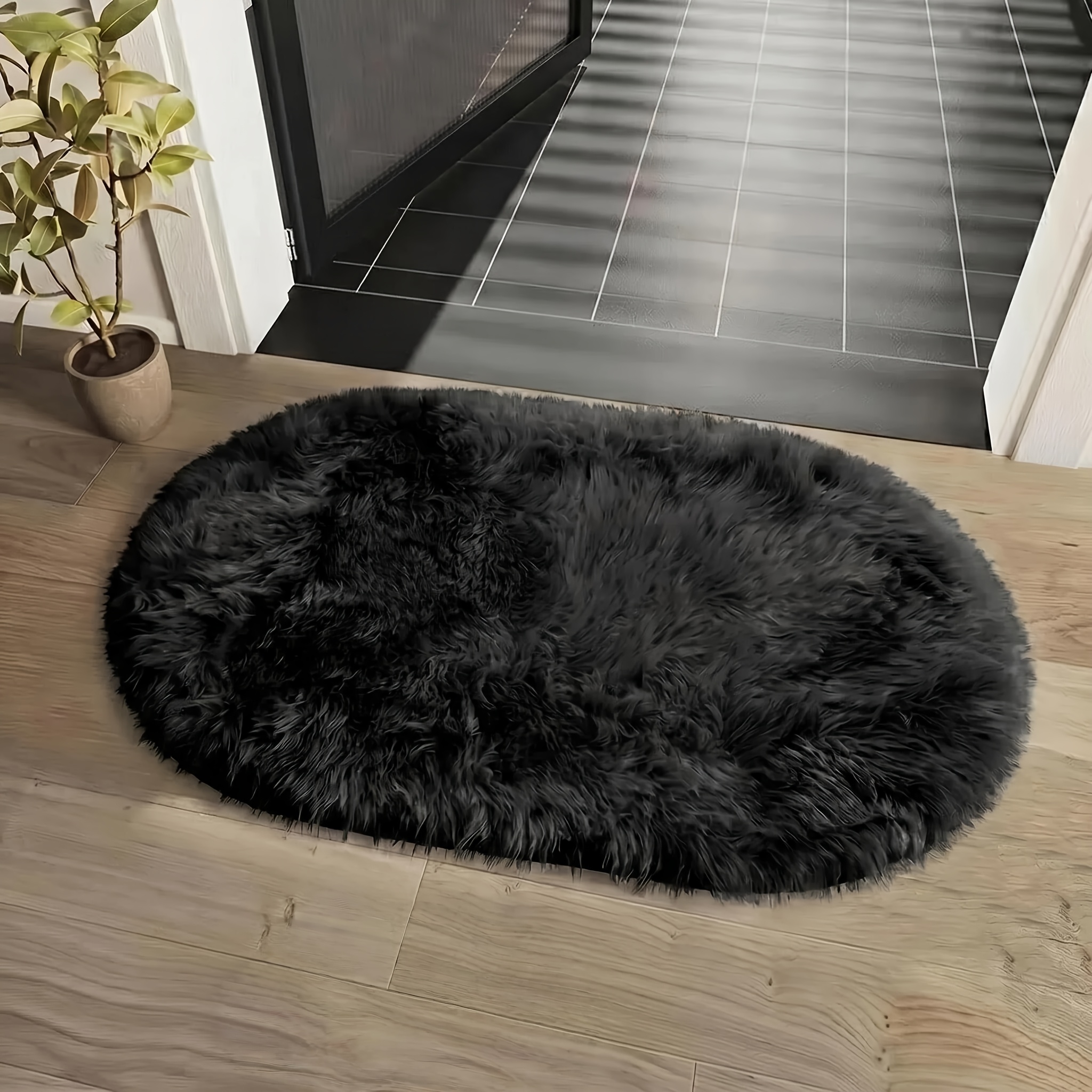 TEMU 1 Oval Plush Floor Mat, Small Apartment Household Floor Carpet, Soft And Comfortable, Lightweight And Portable, Foldable To , Suitable For Home
