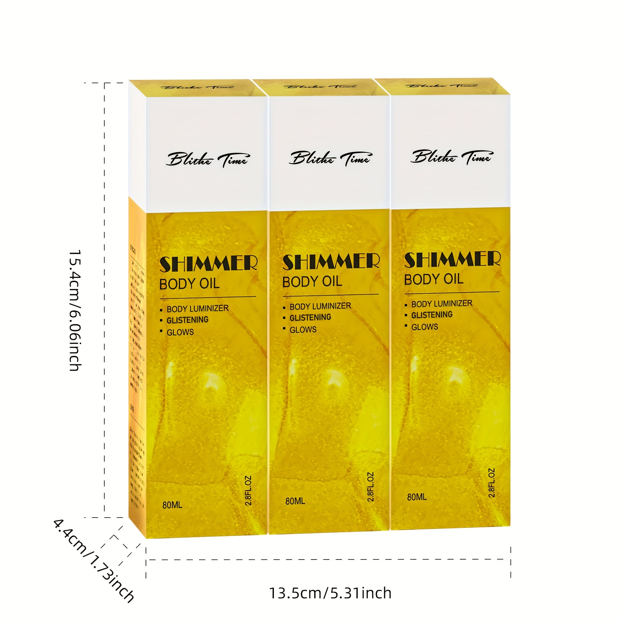 3 komada Blithe Time Luminous ulje za tijelo - Sjajna svijetlo bež formula za hidrataciju kose, svjetlucava šminka za tijelo za zabave, događaje, osjetljiva svijetlo bež boja, pojačivač hidratacije i sjaja (3 komada u pakiranju)
