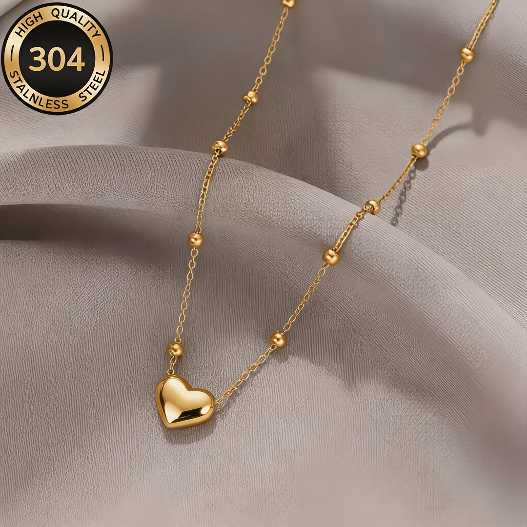 Women's Heart Pendant Titanium Steel Necklace, Minimalist Design