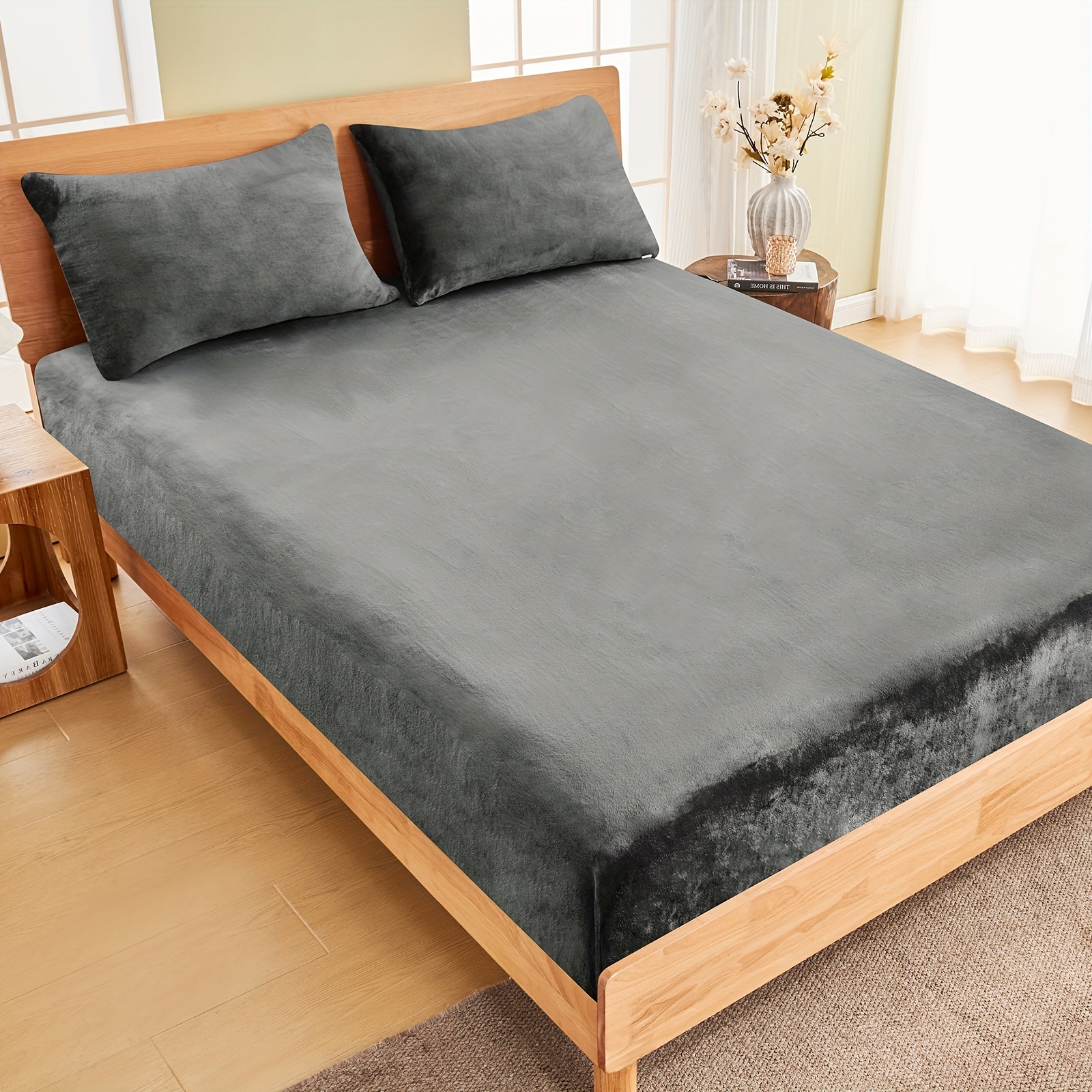 warm fleece fitted sheet pillowcases set ultra soft comfy luxurious bed sheet 40cm deep   ideal for winter bedroom     and event gifts