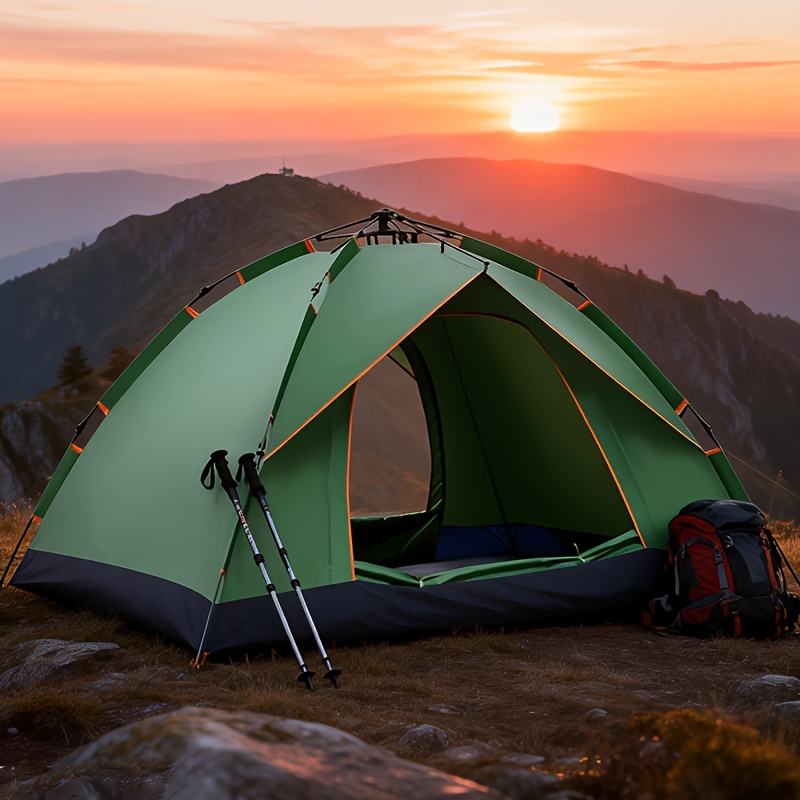 Das automatische schnell aufzubauende Campingzelt ohne Montage ist einfach  aufzubauen mit zwei Reiverschlusstren Belftung. Es eignet sich fr  Familien-Camping, Wandern, Backpacking ...