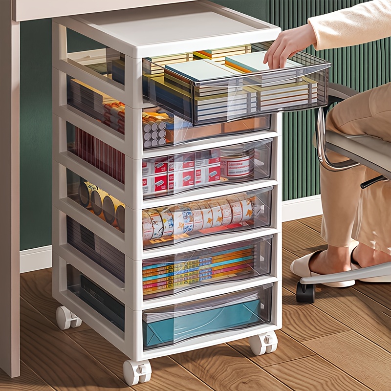 Rollbarer Aufbewahrungswagen mit mehreren Ebenen, Schubladen und oberem Ablagefach – ideal für Bürobedarf, Bastelmaterial und Zubehör