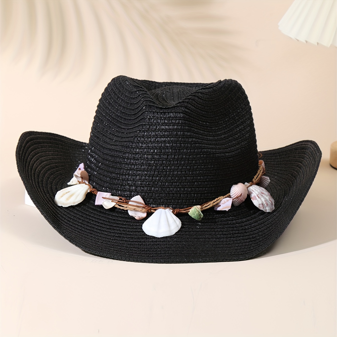 Shell Decor Boho Cowboy Hat Classic Vintage Cowgirl Hat - Temu