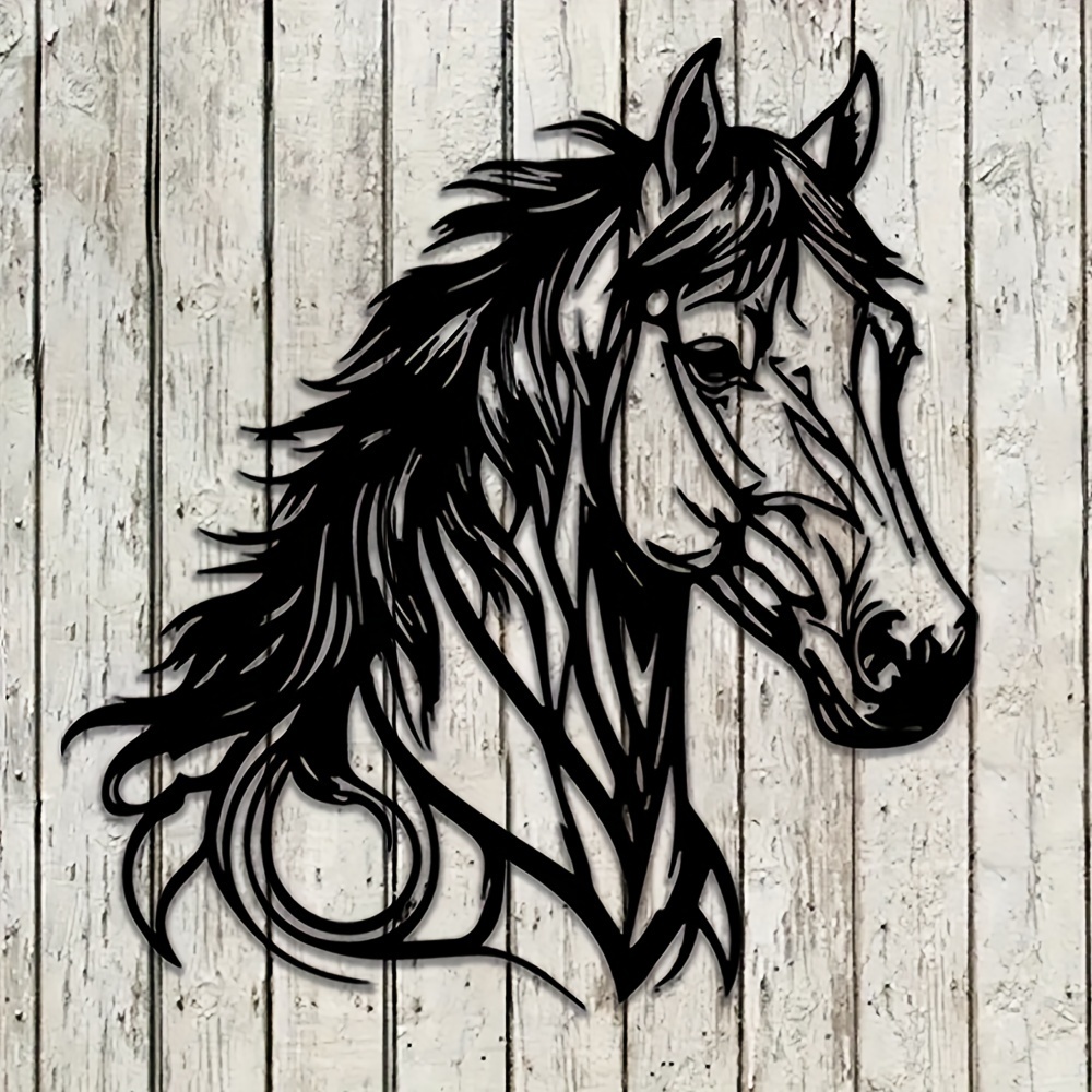 1pc Horse Wall Decor in Metal - Animal Themed Home Office Wall Hanging, Indoor Equestrian Art, No Electricity Needed, Transverse Orientation - Ideal Gift for Horse Lovers