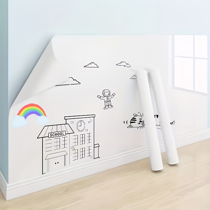 

Removable Whiteboard Wall Stickers - Creative Graffiti Drawing Board, White, Non-destructive Suction Stickers On The Wall