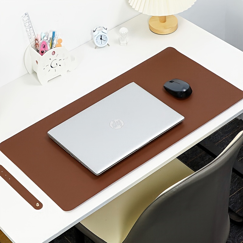 

Extra-large Waterproof Pu Leather Desk Mat With Velvet Base - Solid Color For Laptops And Office Use